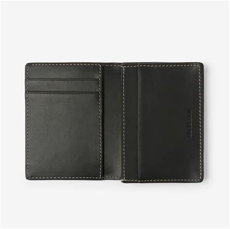 Check and Leather Card Case in Dark birch brown 